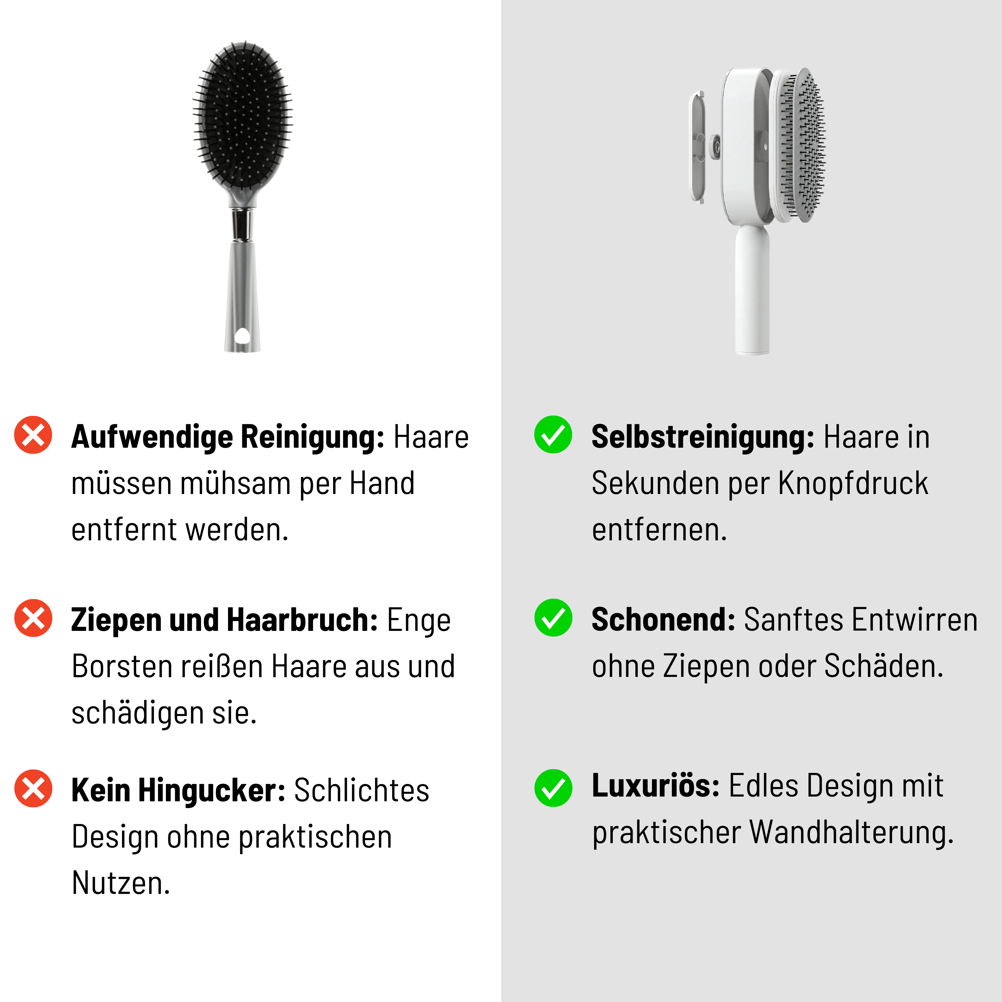 Selbstreinigende Luxus-Haarbürste